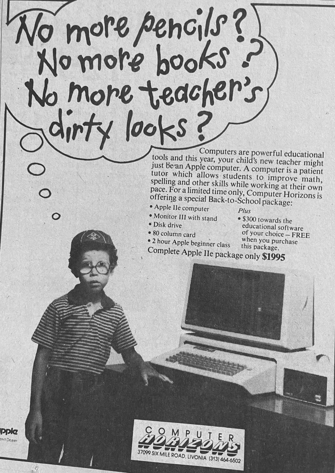 Soren DeOrlow as a boy in a 1983 Apple / Computer Horizons newspaper ad